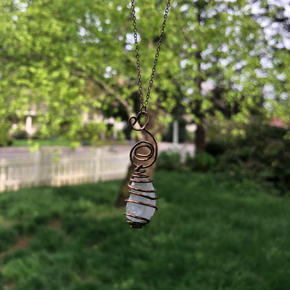 Wire-Wrapped Raw Celestite Necklace